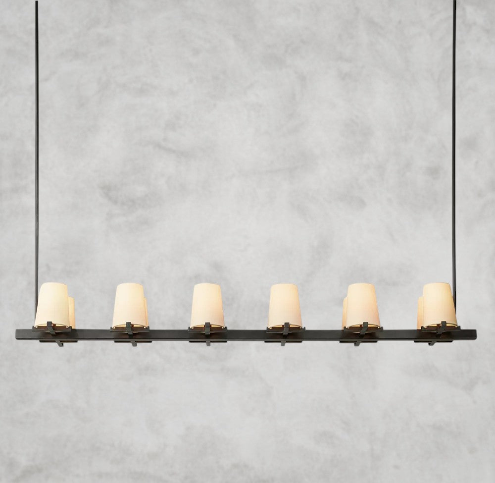 Pauillac Fabric Shade Linear Chandelier 49", 60"